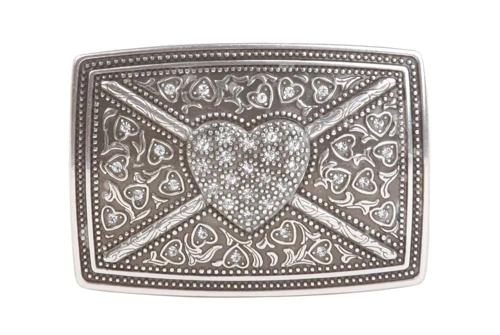 1 1/2 Inch Snap On Floral Tree Engraving Oil Tanned Vintage Full Grain Leather Rectangular Rhinestone Heart & Flower Belt