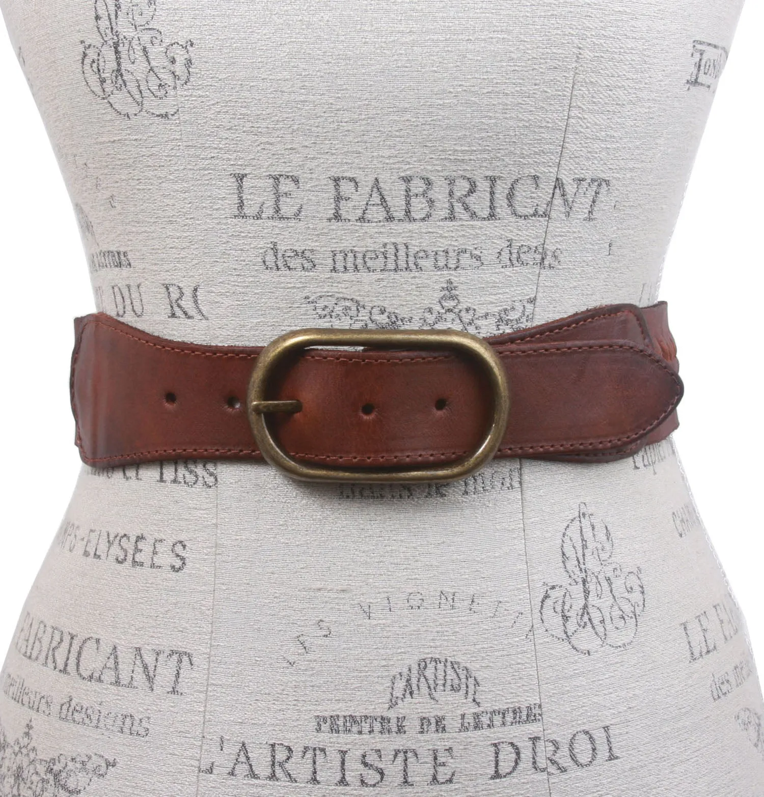 2" Wide High Waist Braided Woven Full Grain Tapered Oval Leather Belt