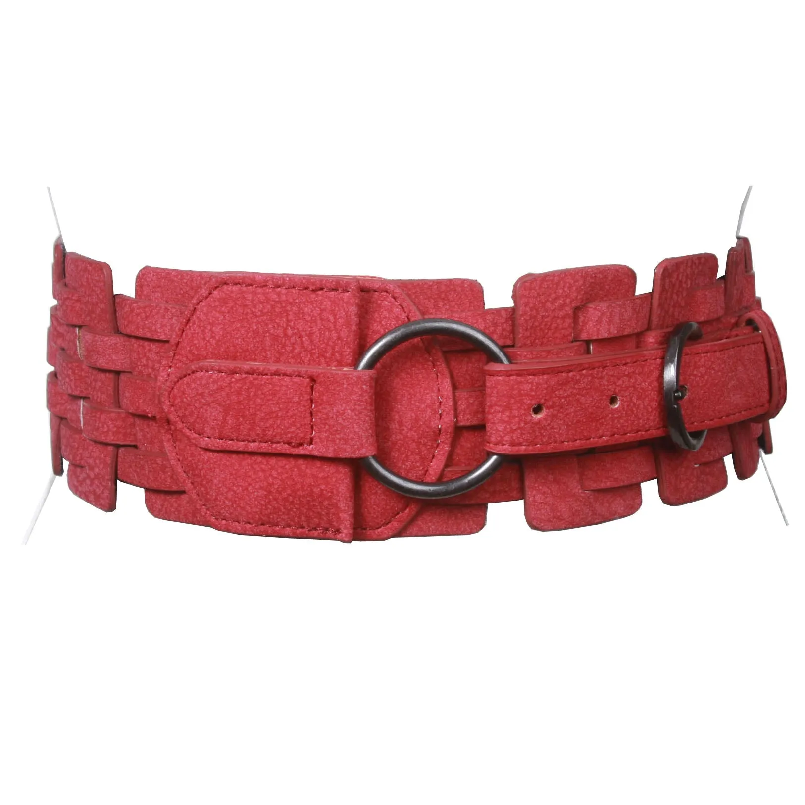 3" (75 mm) Wide High Waist Fashion Ring Fold Braided Stretch Belt