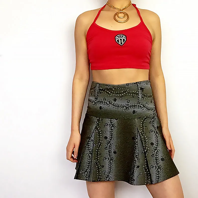 90S Y2K HIGH WAIST WAISTED PLEAT SKIRT WITH INNER SAFETY SHORTS