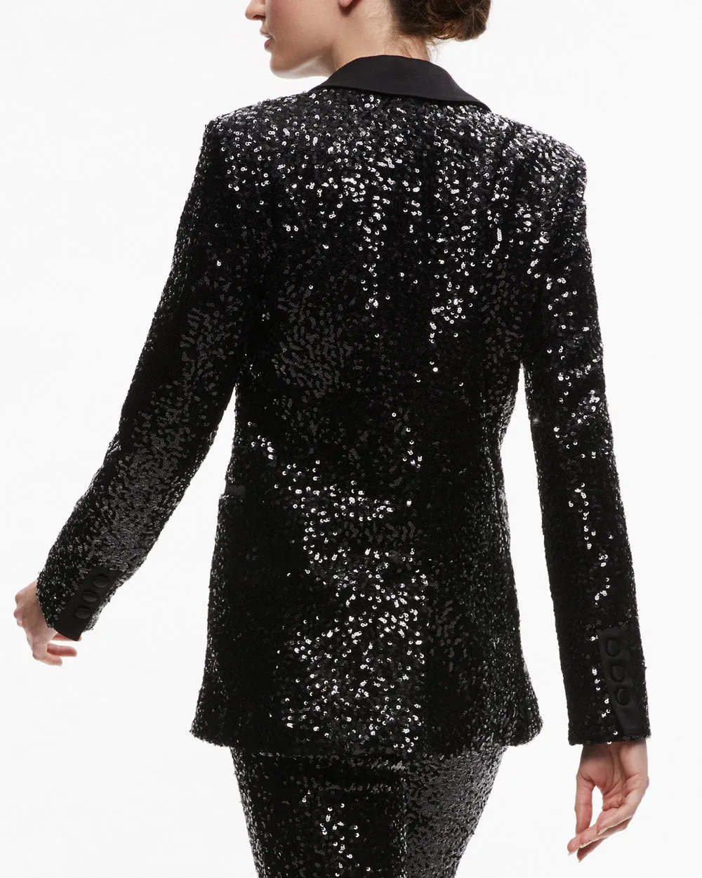 Black and Silver Sequin Breann Fitted Blazer