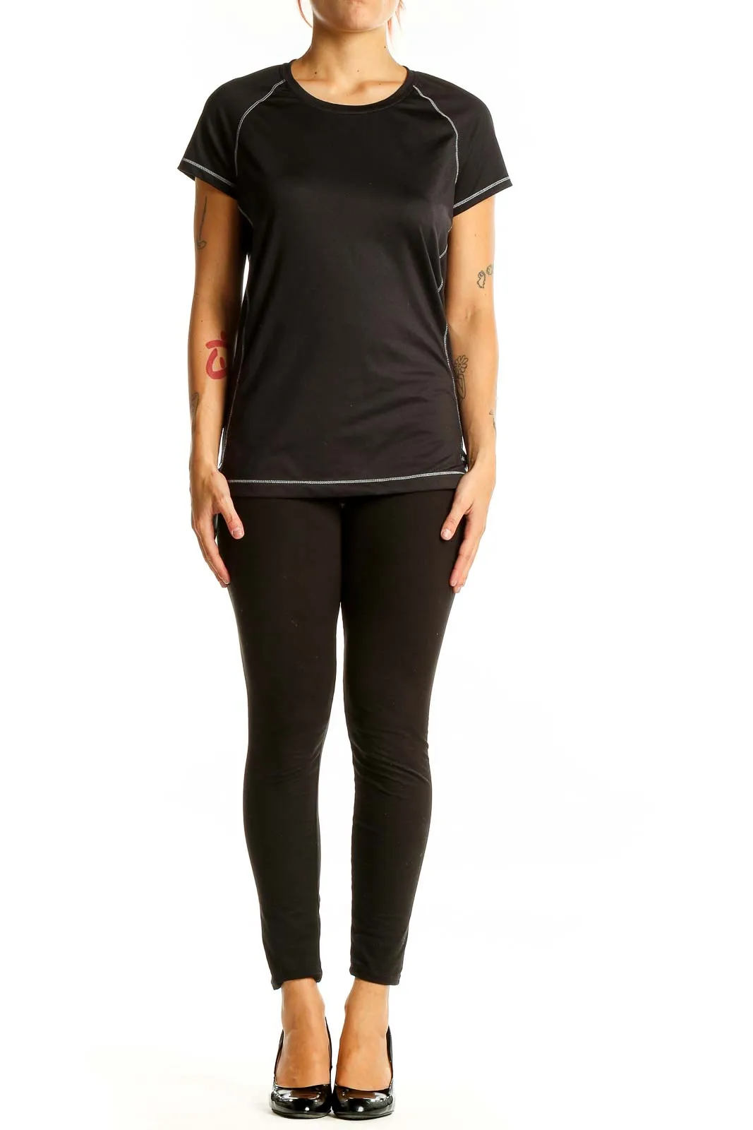 Black Performance Short Sleeve Top