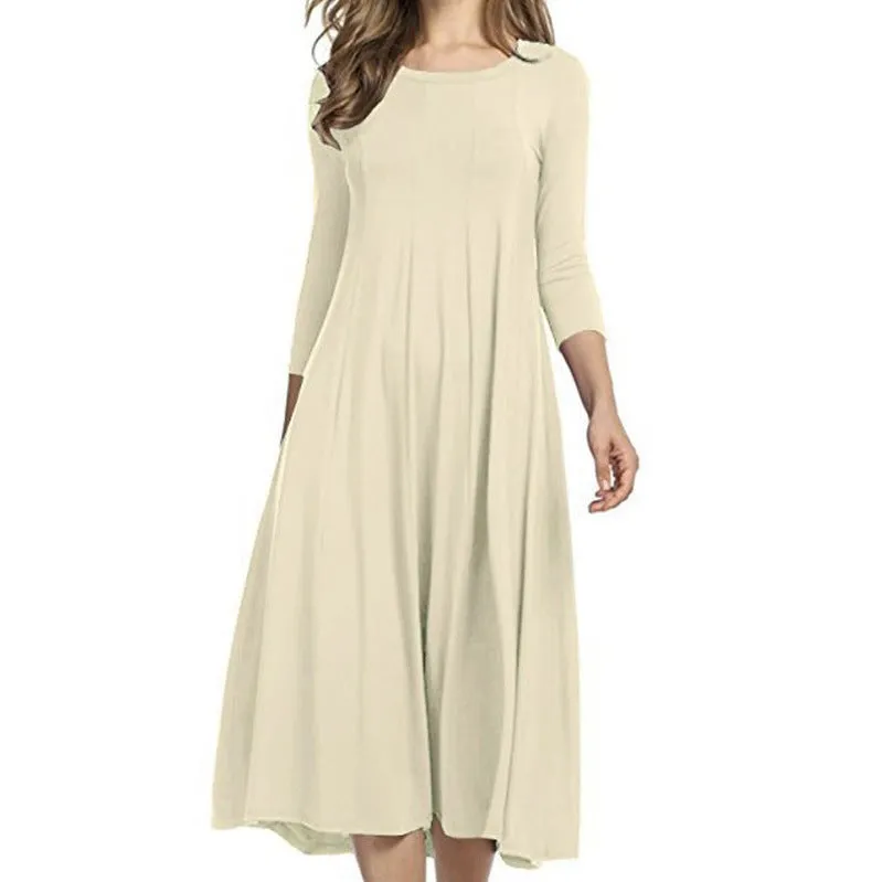 Casual Women's Round Neck Long Sleeve Dresses Wholesale Womens Clothing N3823121400185