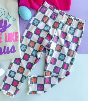 Checker Floral Leggings