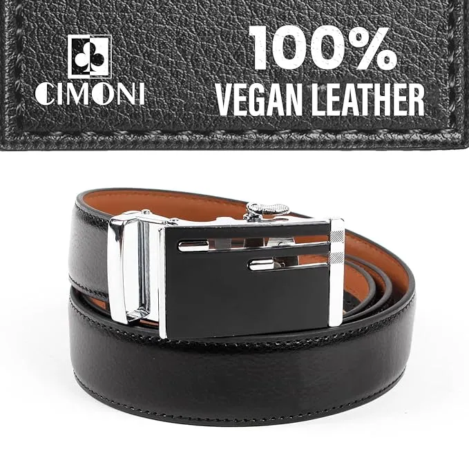 CIMONI® Premium Vegan Leather Belt for Men Belt with Slide Buckle for Men Fit Everywhere Formal & Casual Belt (1 Year Gurantee)