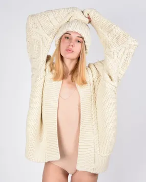 Diamond sleeves cardigan in cream