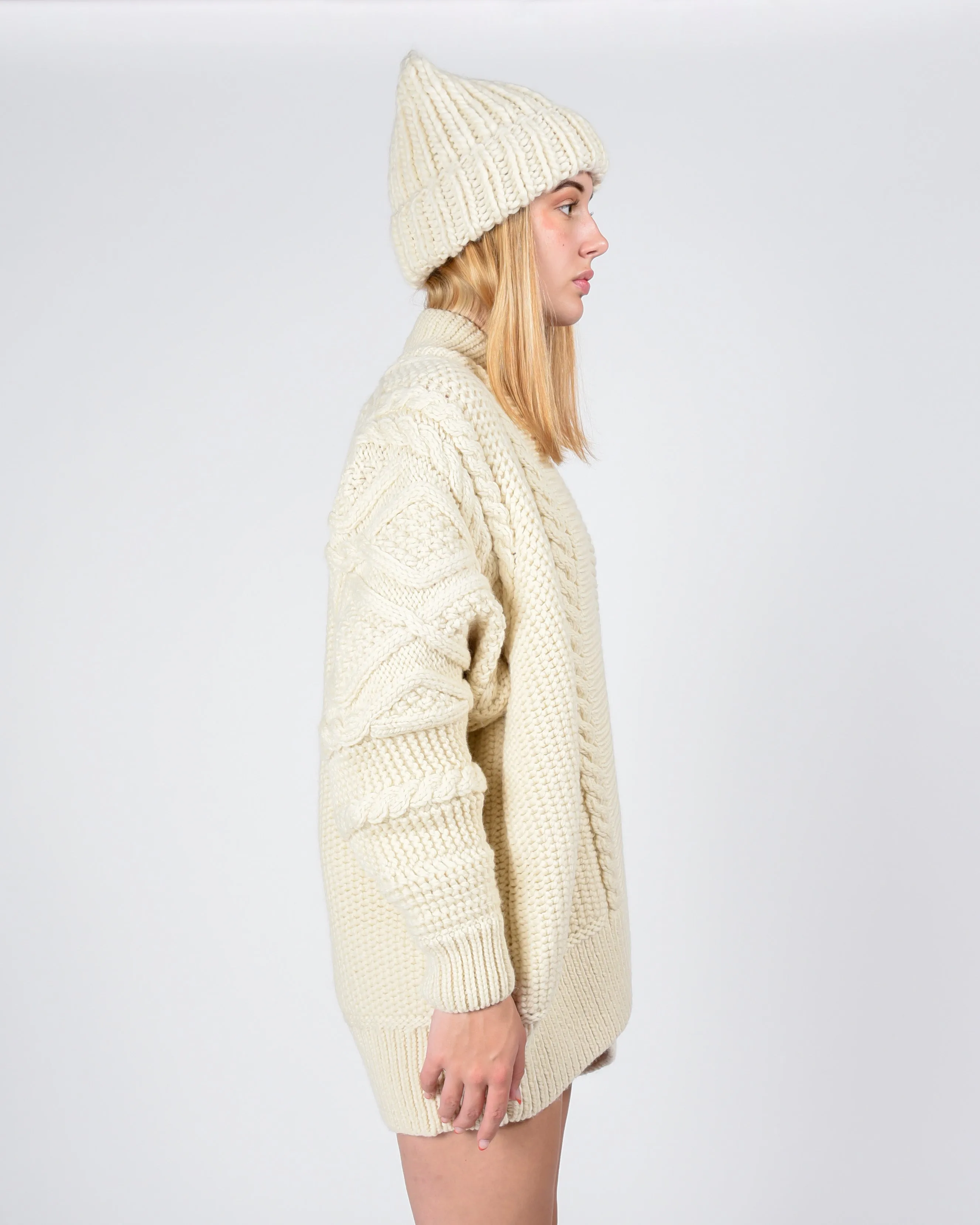 Diamond sleeves cardigan in cream