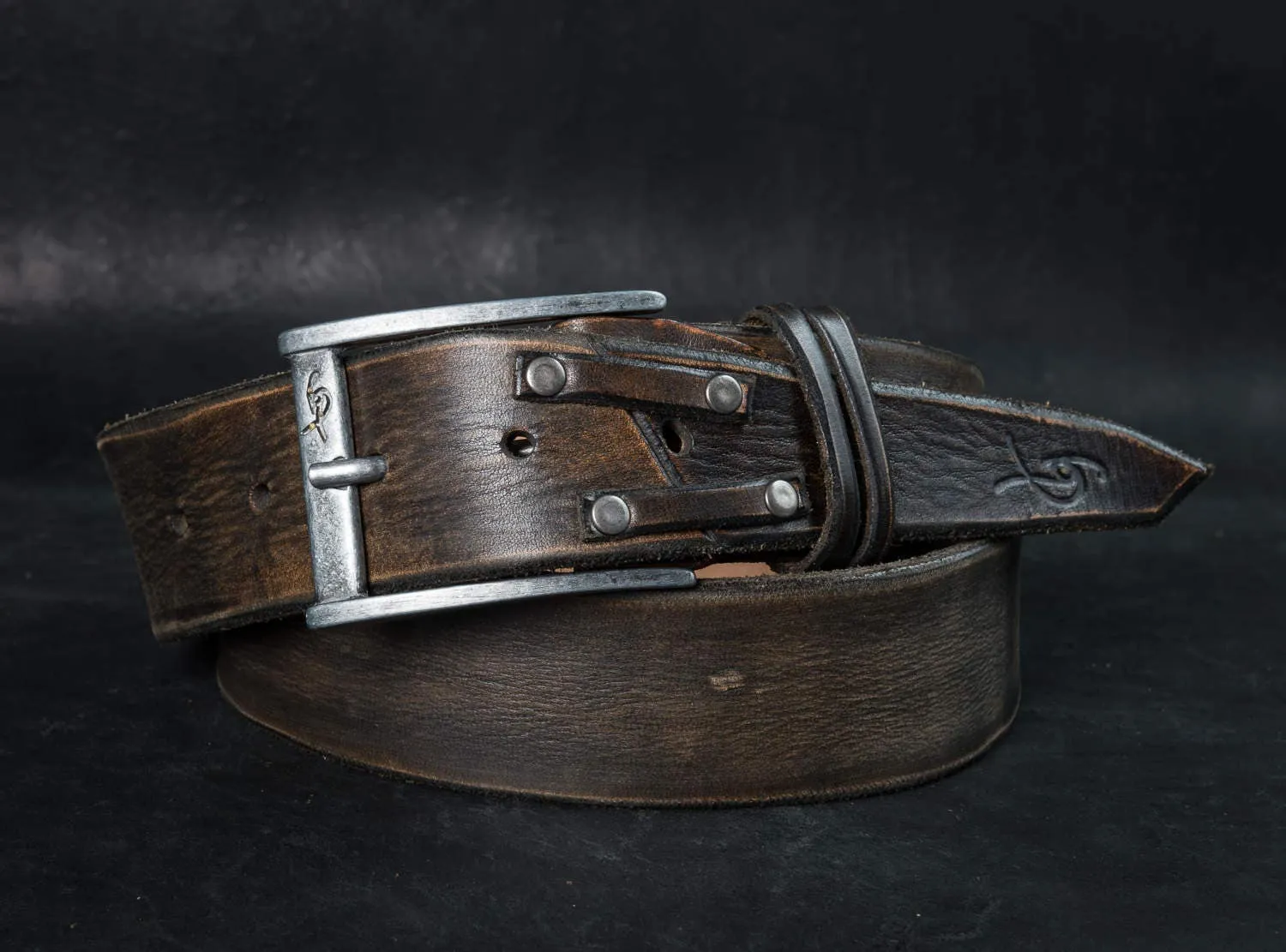 Distressed Brown Leather Belt for Men - Handmade Custom Accessories from Real Leather - Unique Gift Idea