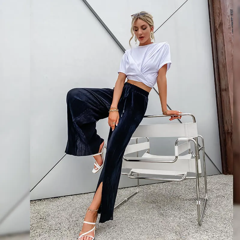 Fall 2021 Black Velvet Ribbed Trousers