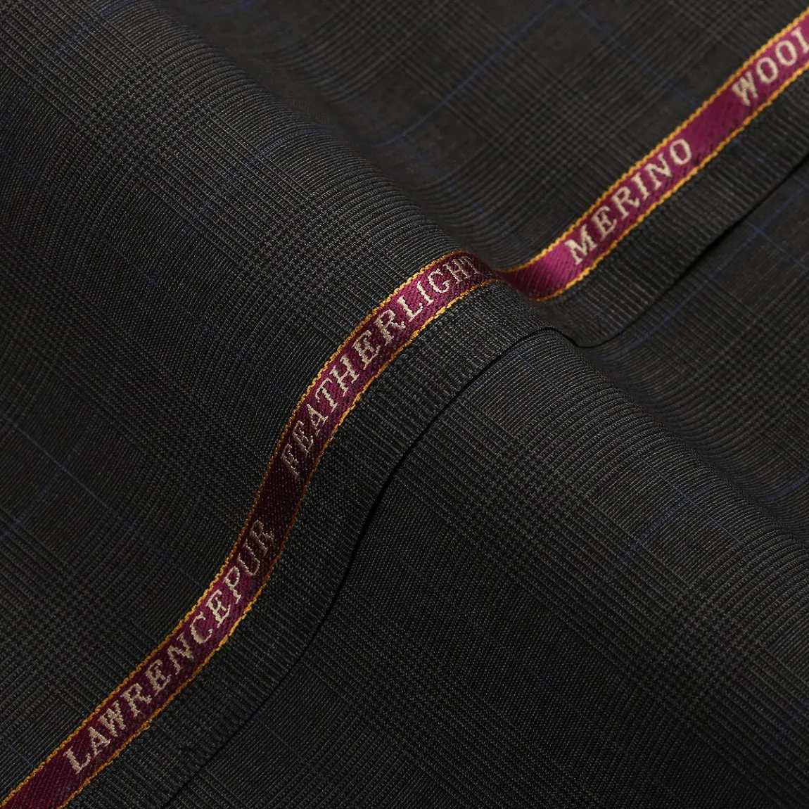 Glen Plaid Checks-Charcoal Grey, Wool Blend, Featherlight Suiting Fabric