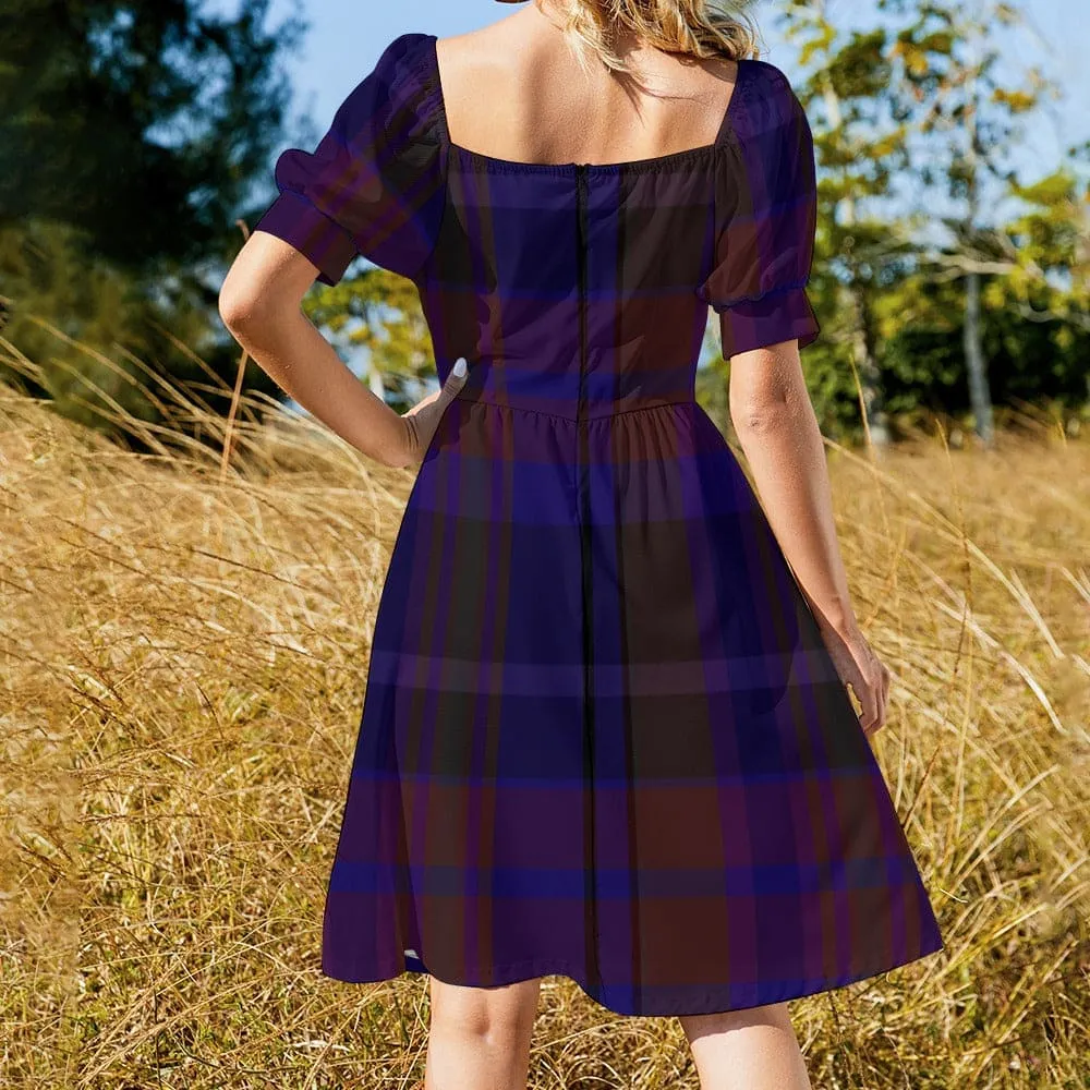 Gothic Purple Plaid Sweetheart Dress