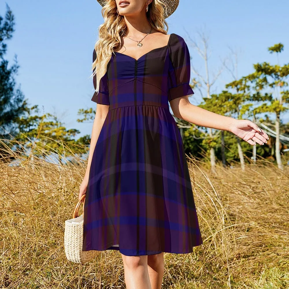 Gothic Purple Plaid Sweetheart Dress