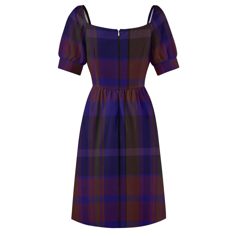 Gothic Purple Plaid Sweetheart Dress