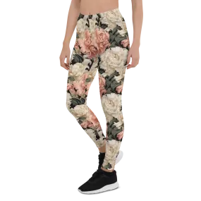 Green Leaf Carnation Leggings