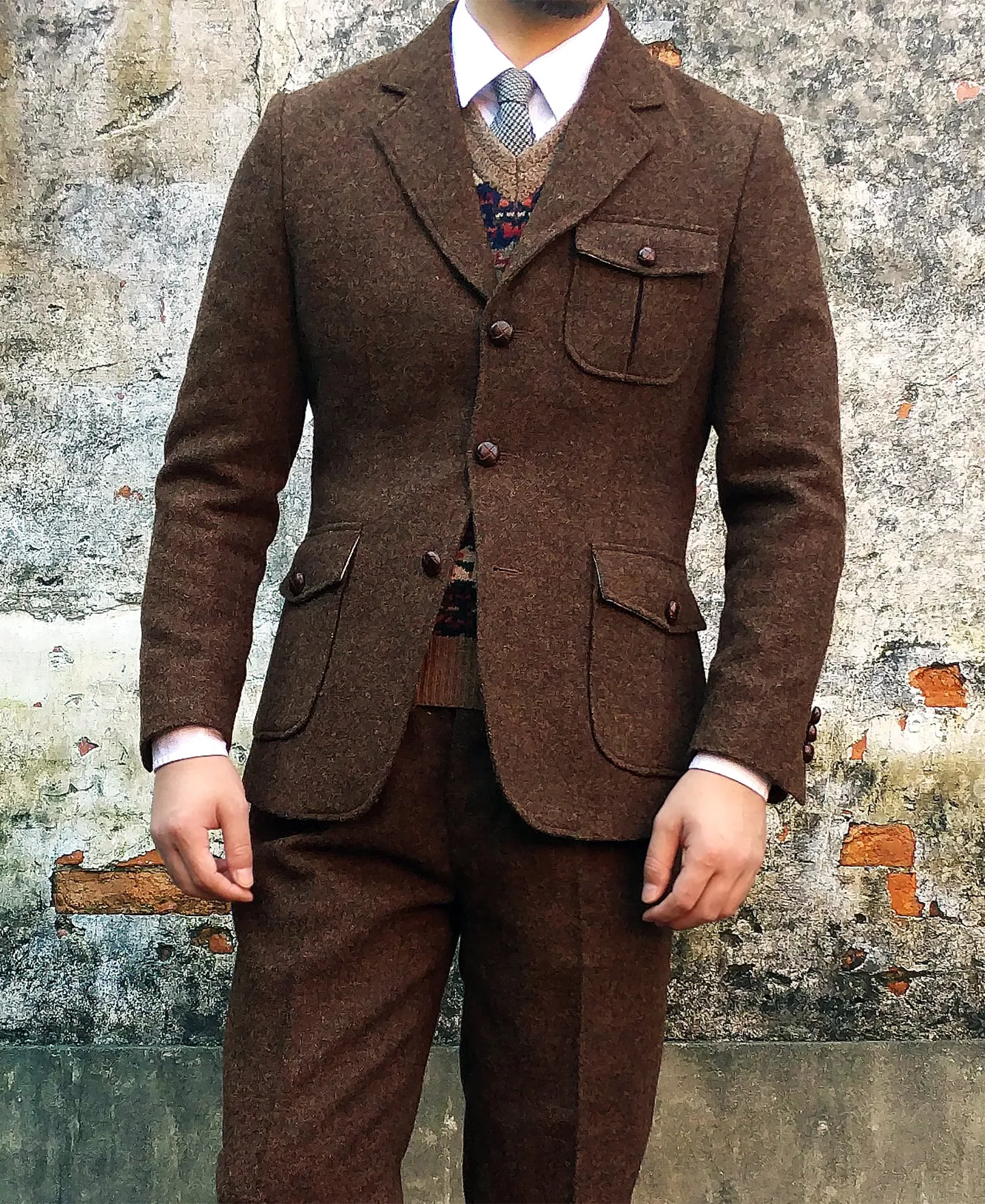 Half Norfolk Brown Tweed Jacket