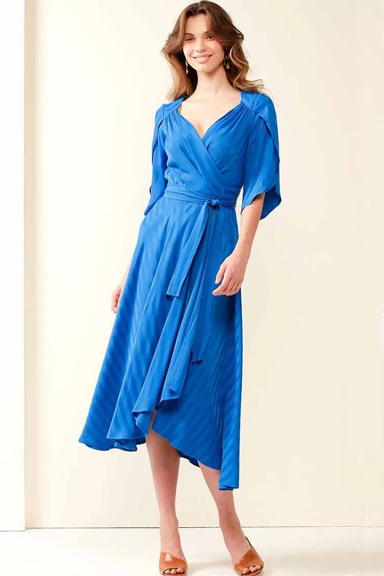 Hanworth House Wrap Dress in Cobalt