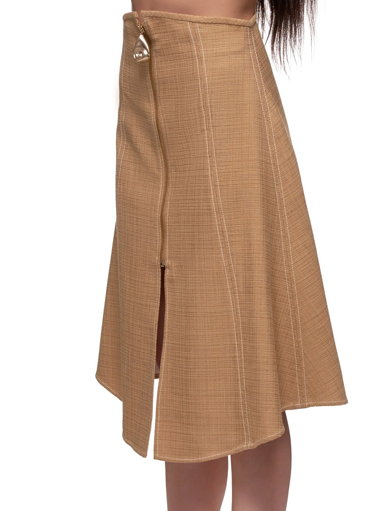 High Waisted Skirt (4031-173-TAN)