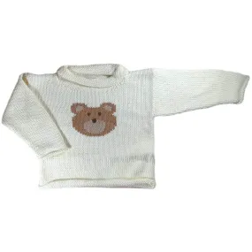 Ivory Bear Face Roll Neck Sweater