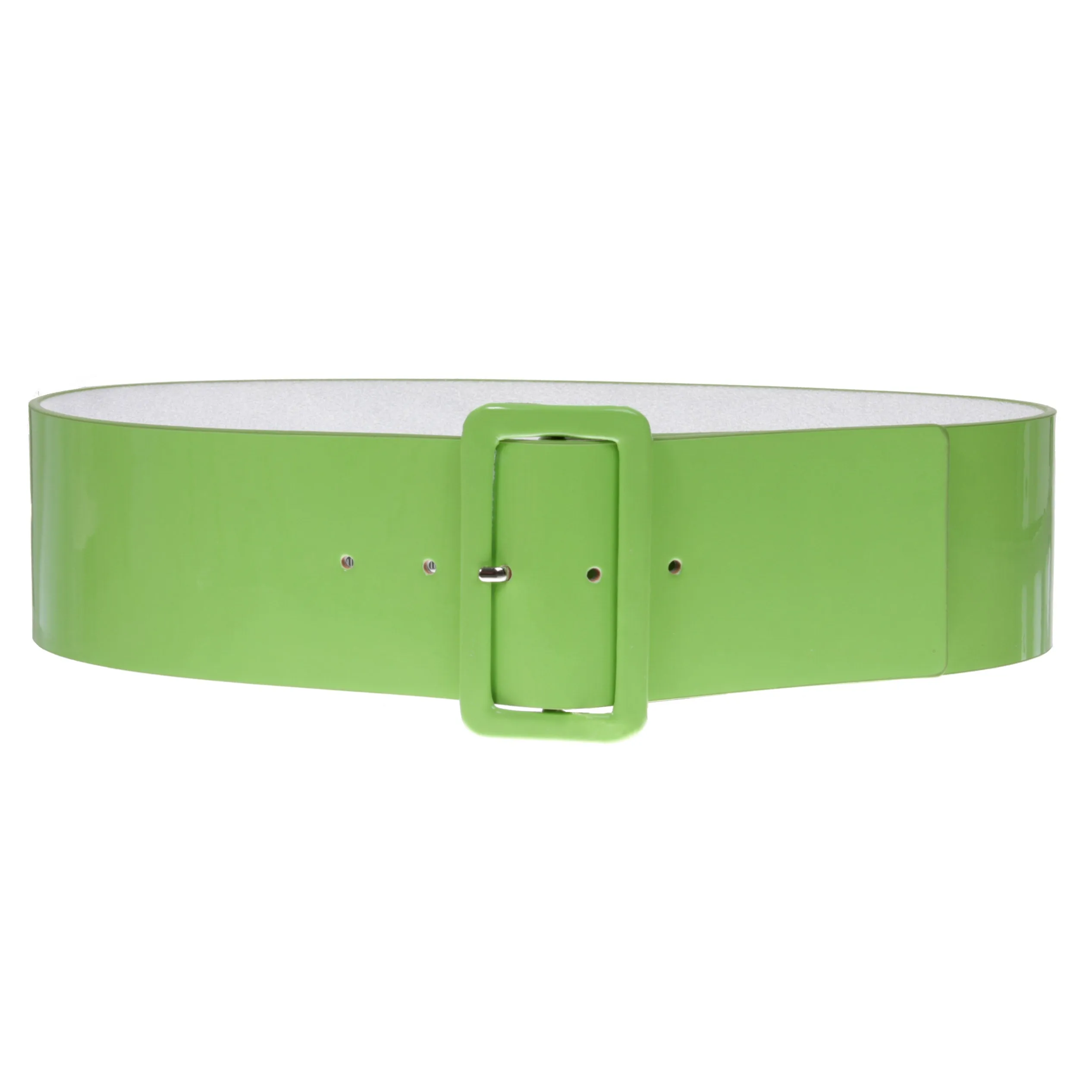 Ladies High Waist Patent Leather Wide Fashion Square Belt