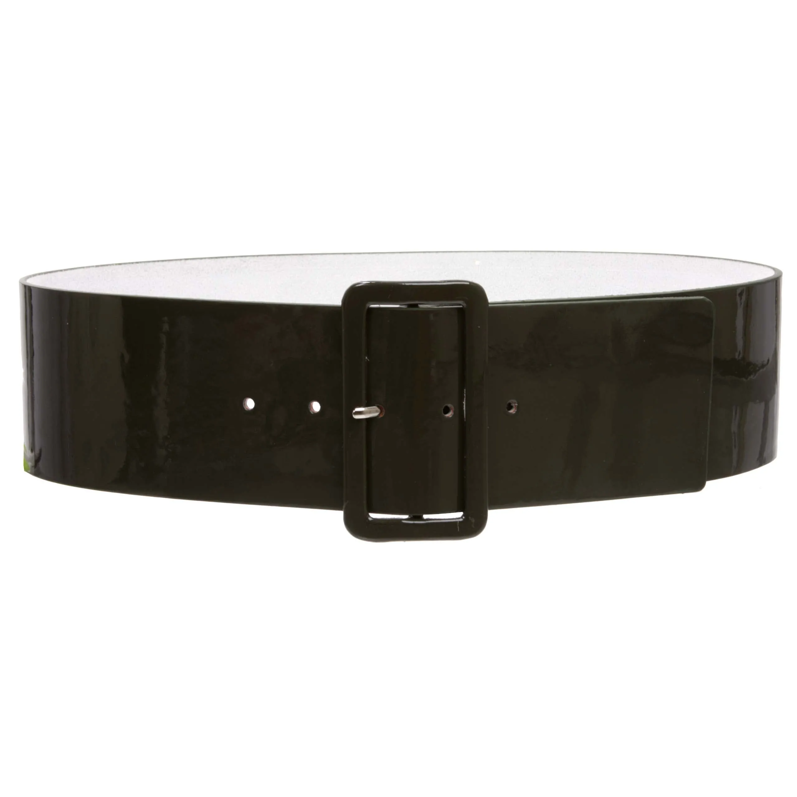 Ladies High Waist Patent Leather Wide Fashion Square Belt