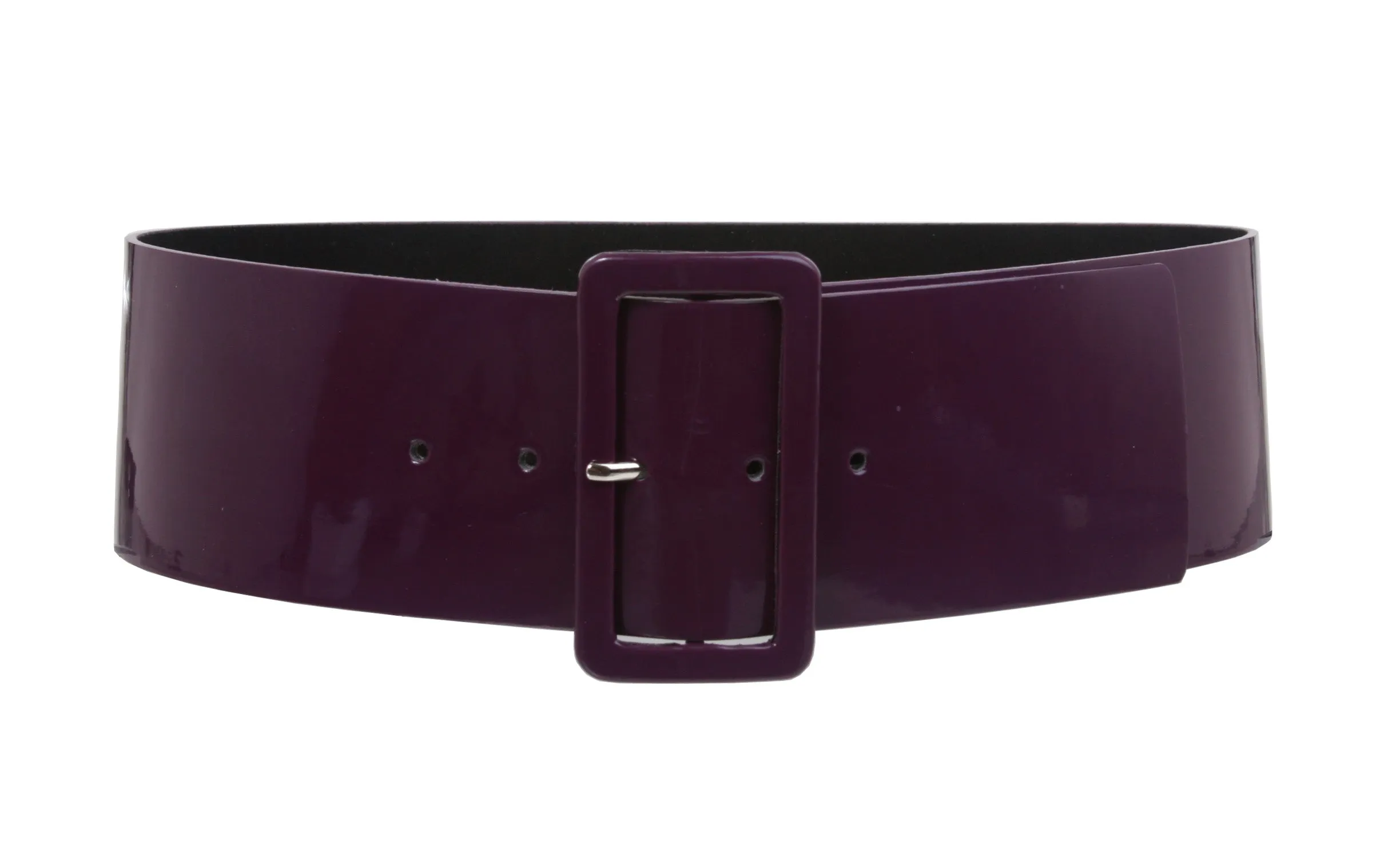 Ladies High Waist Patent Leather Wide Fashion Square Belt