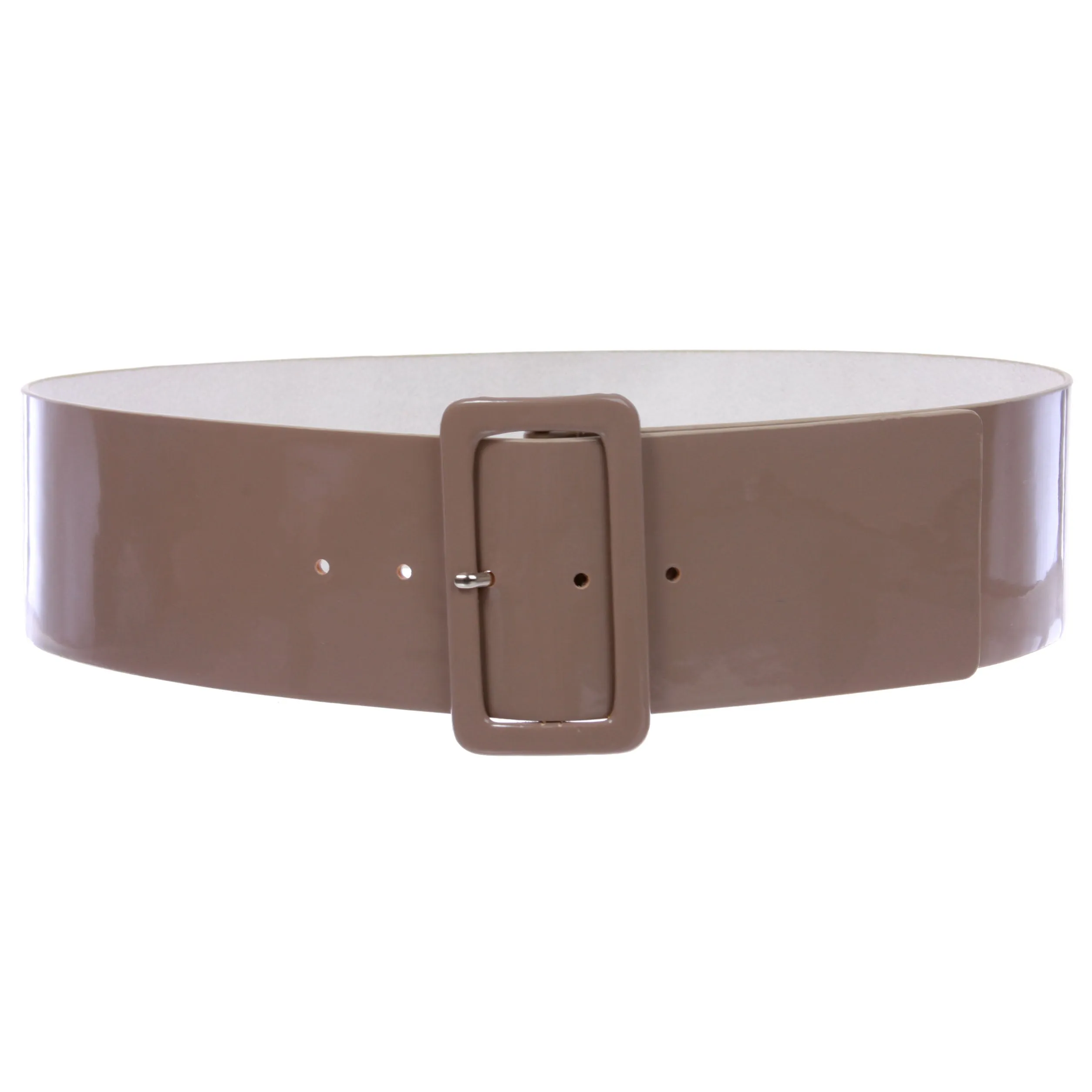 Ladies High Waist Patent Leather Wide Fashion Square Belt