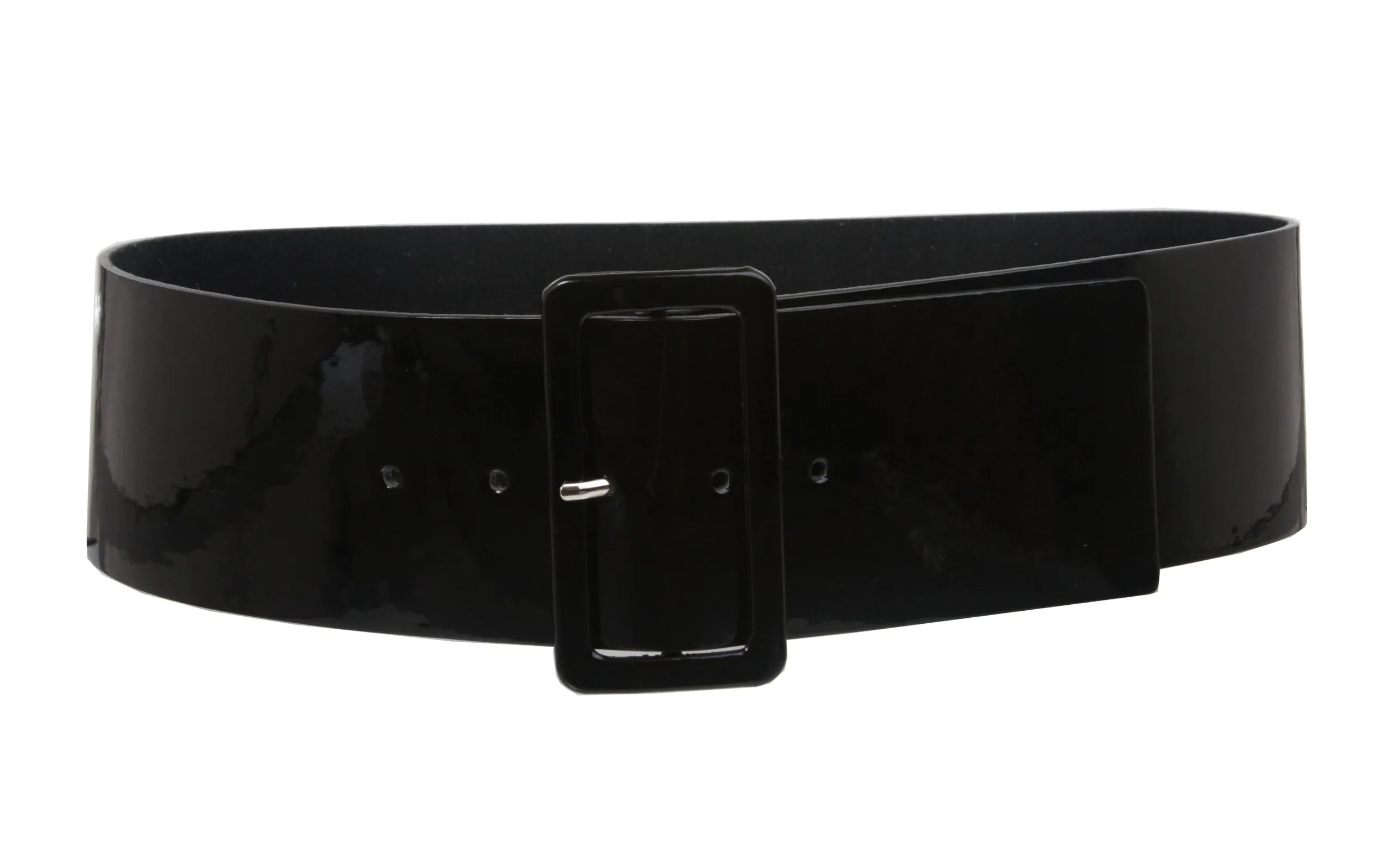 Ladies High Waist Patent Leather Wide Fashion Square Belt