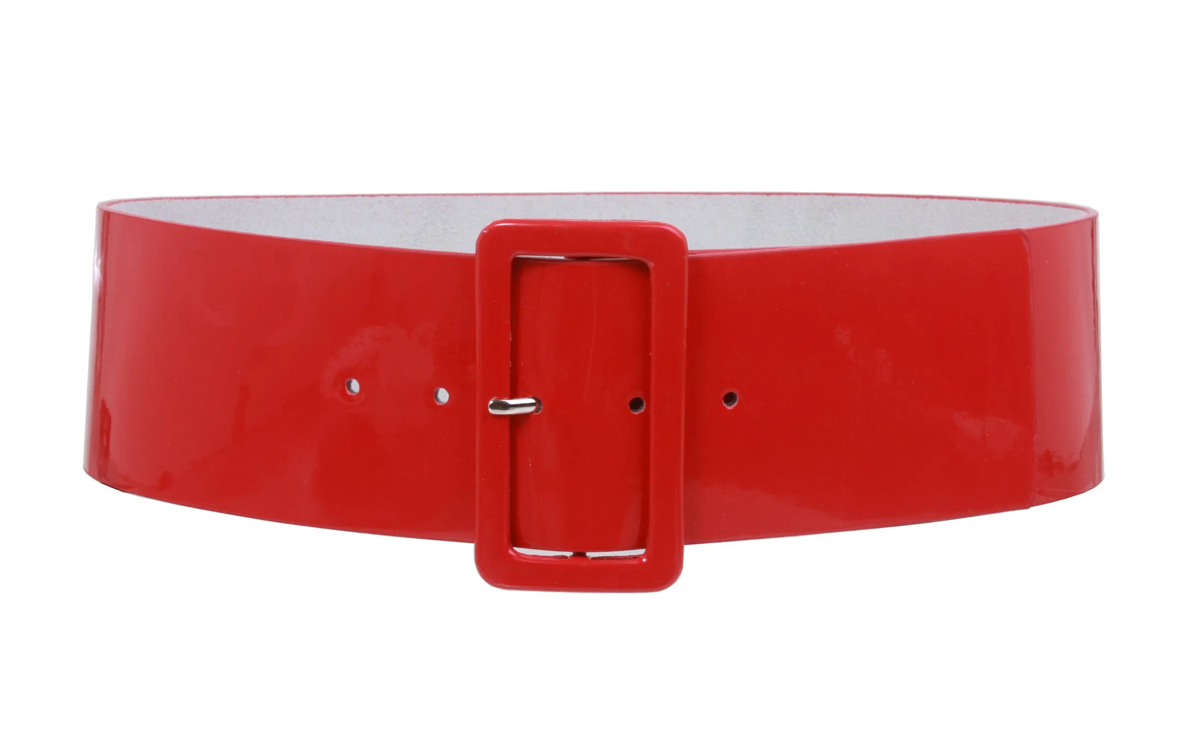 Ladies High Waist Patent Leather Wide Fashion Square Belt