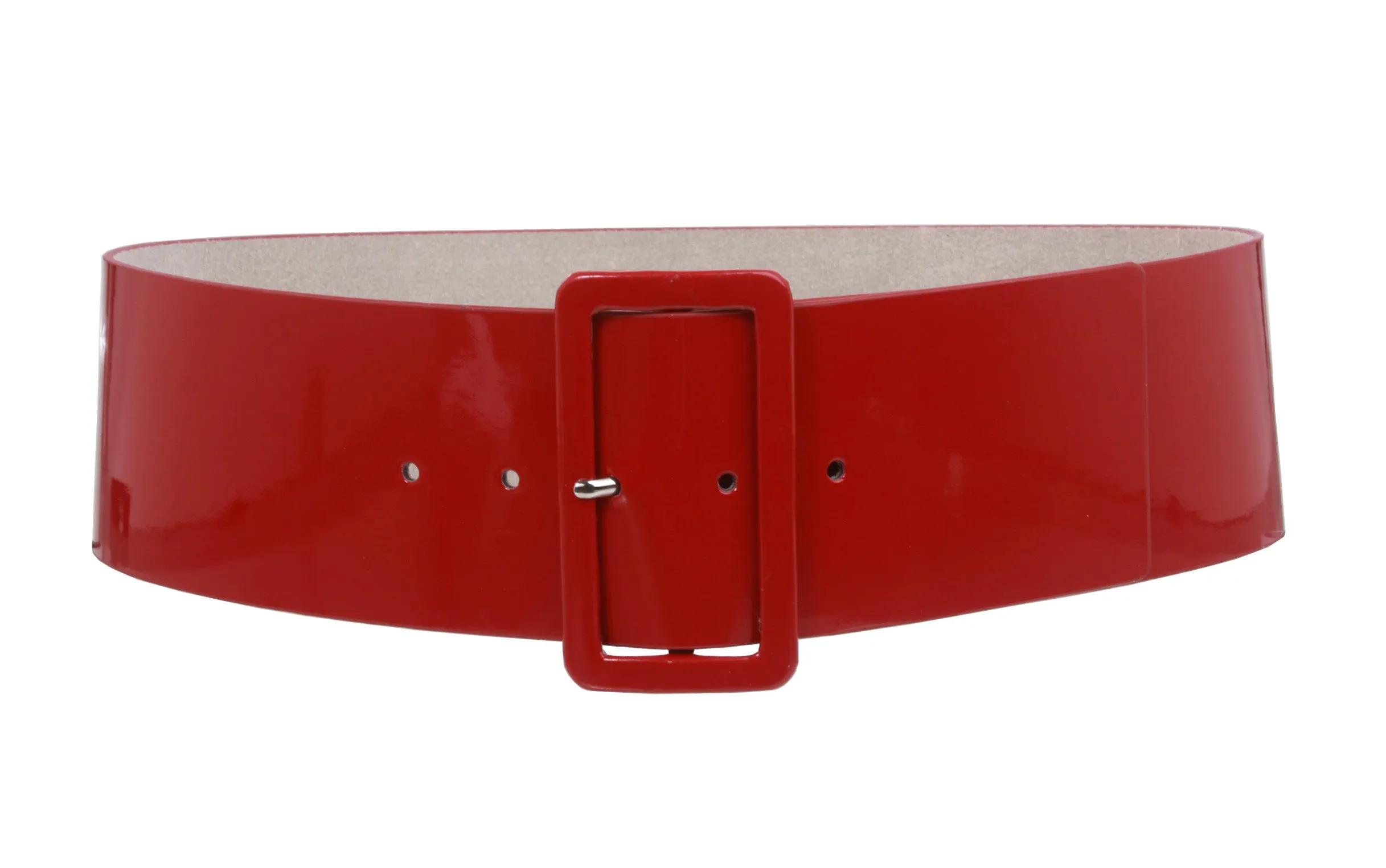 Ladies High Waist Patent Leather Wide Fashion Square Belt