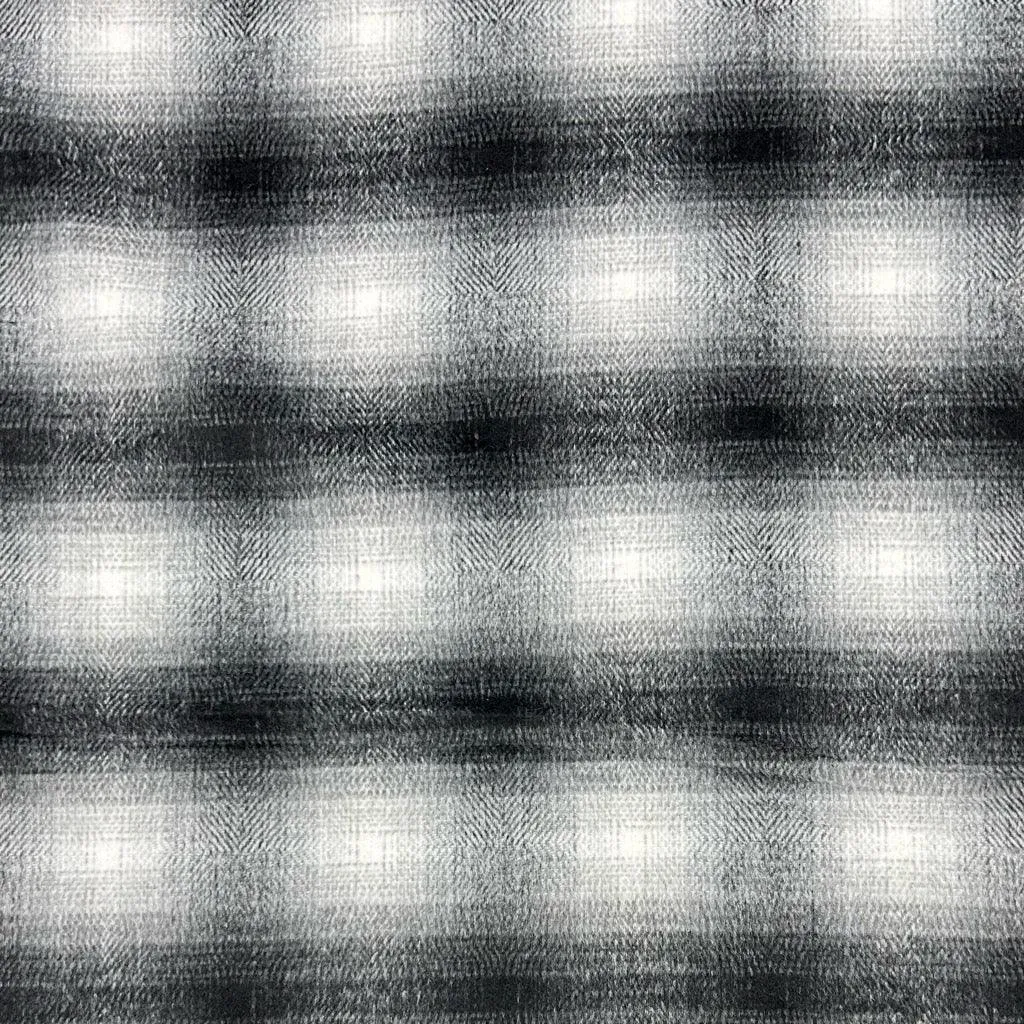 Large Black and Ivory Checkered Wool Blend Fabric