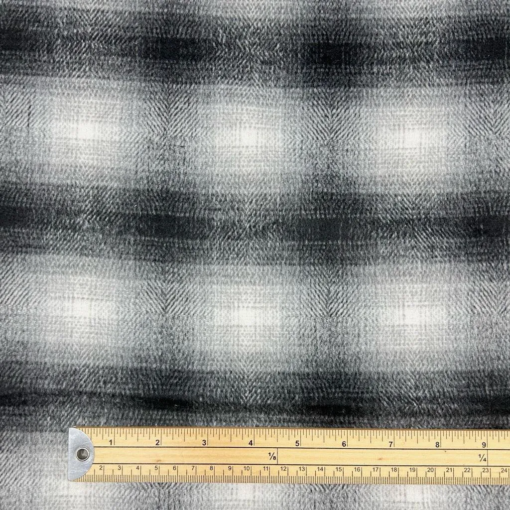 Large Black and Ivory Checkered Wool Blend Fabric