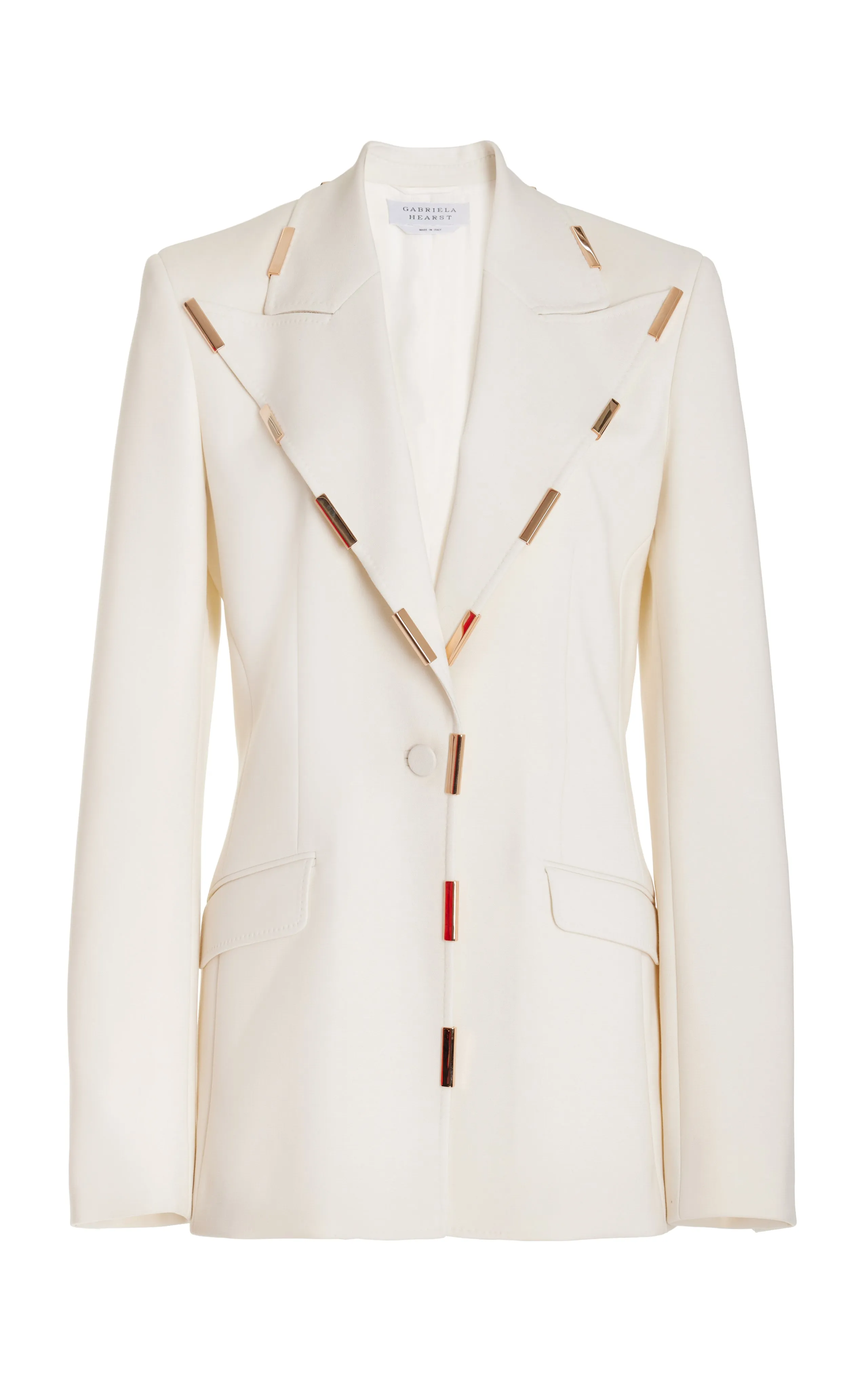 Leiva Blazer in Ivory Sportswear Wool with Gold Bars