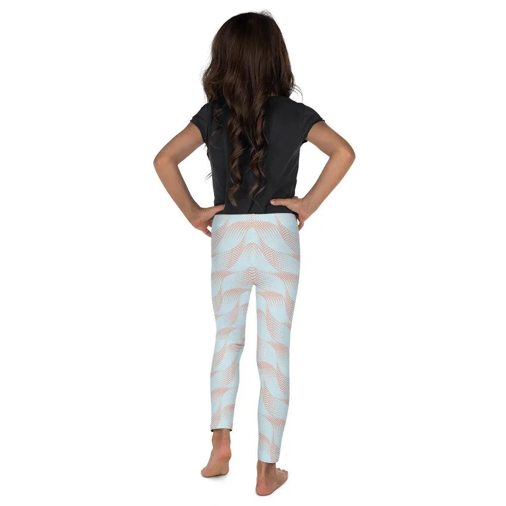 Light Blue & Apricot Wave Kid's Leggings