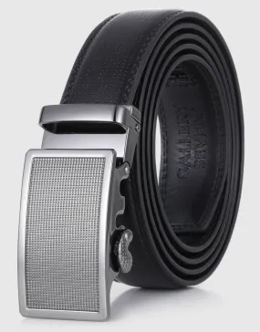 Men's Beveled Plaque Leather Ratchet  Belt