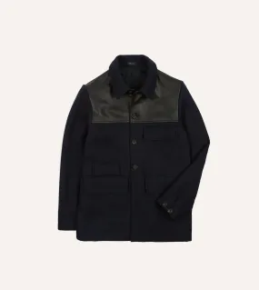 Navy Wool and Leather Donkey Jacket