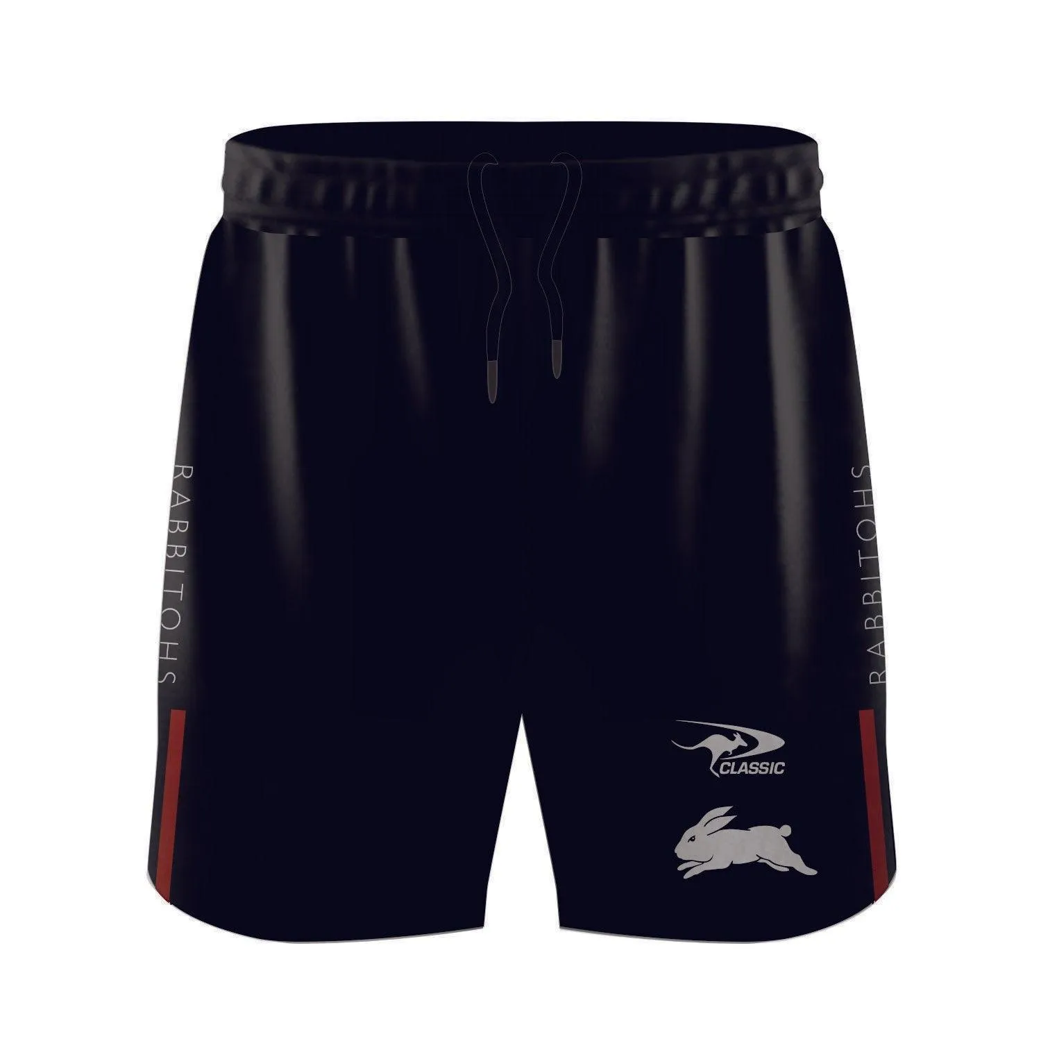 NRL 2024 Training Shorts - South Sydney Rabbitohs - Black - Adult - Mens