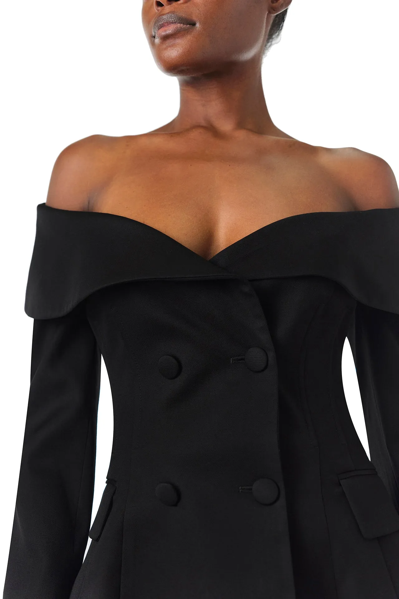 Off-The-Shoulder Corseted Blazer