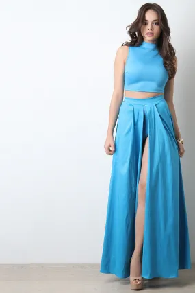 Open Front Brief High Waisted Maxi Skirt