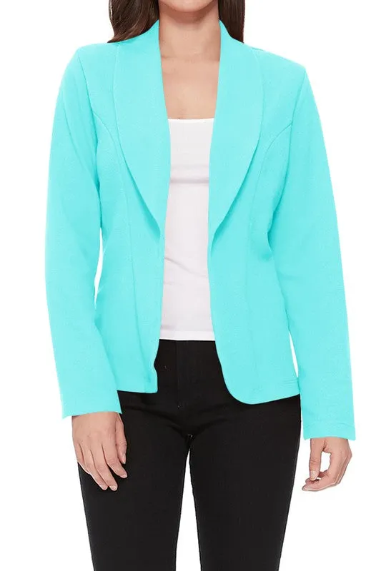 Open front Long sleeves Casual fitted style blazer