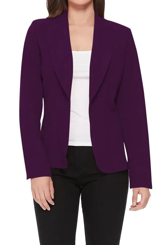 Open front Long sleeves Casual fitted style blazer