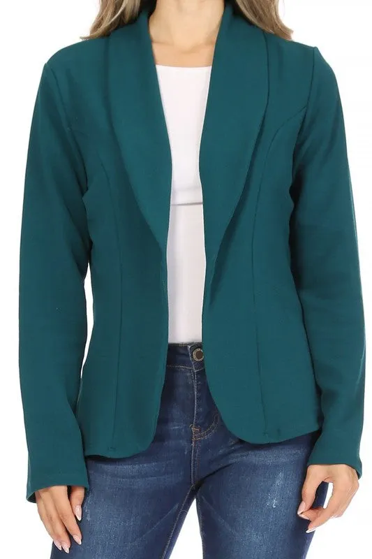 Open front Long sleeves Casual fitted style blazer