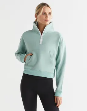 Rihanna 1/4 Zip Up Sweat - Sage Green