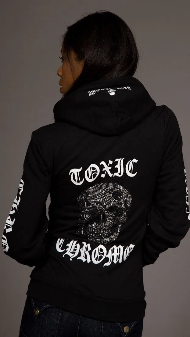 Toxic Chrome Skull Hoodie Unisex Black