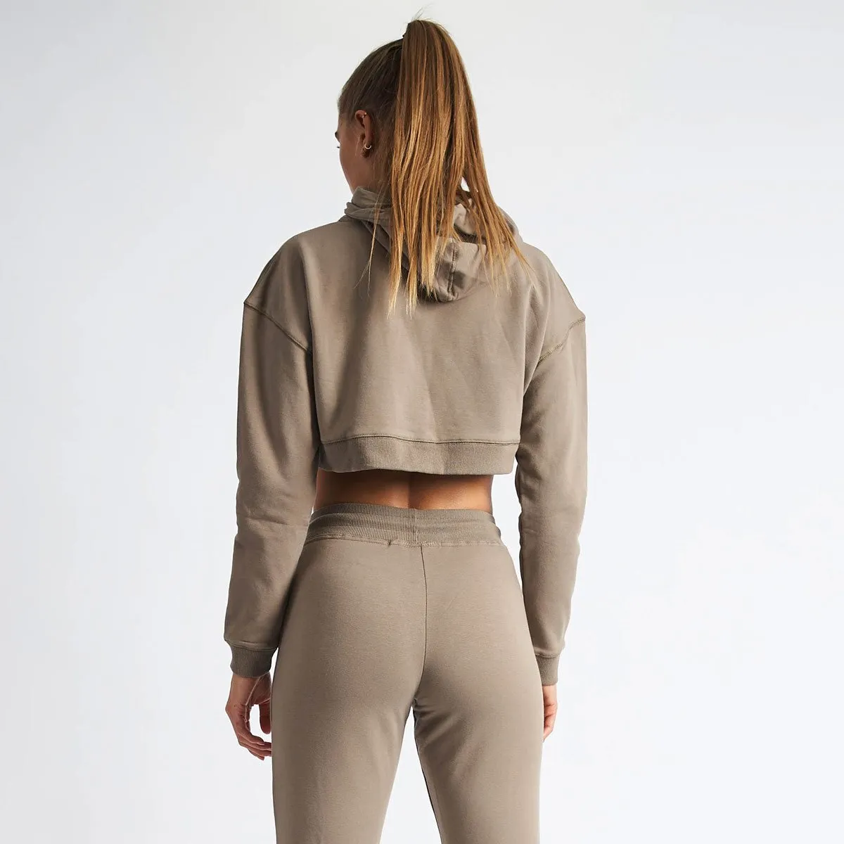 Vanquish Women's Khaki Essential Cropped Hoodie