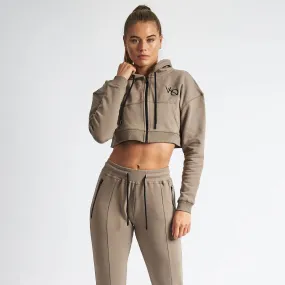 Vanquish Women's Khaki Essential Cropped Hoodie