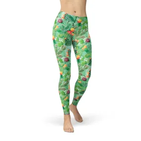 Women's Vibrant Cactus Print Leggings for Fitness Fashion